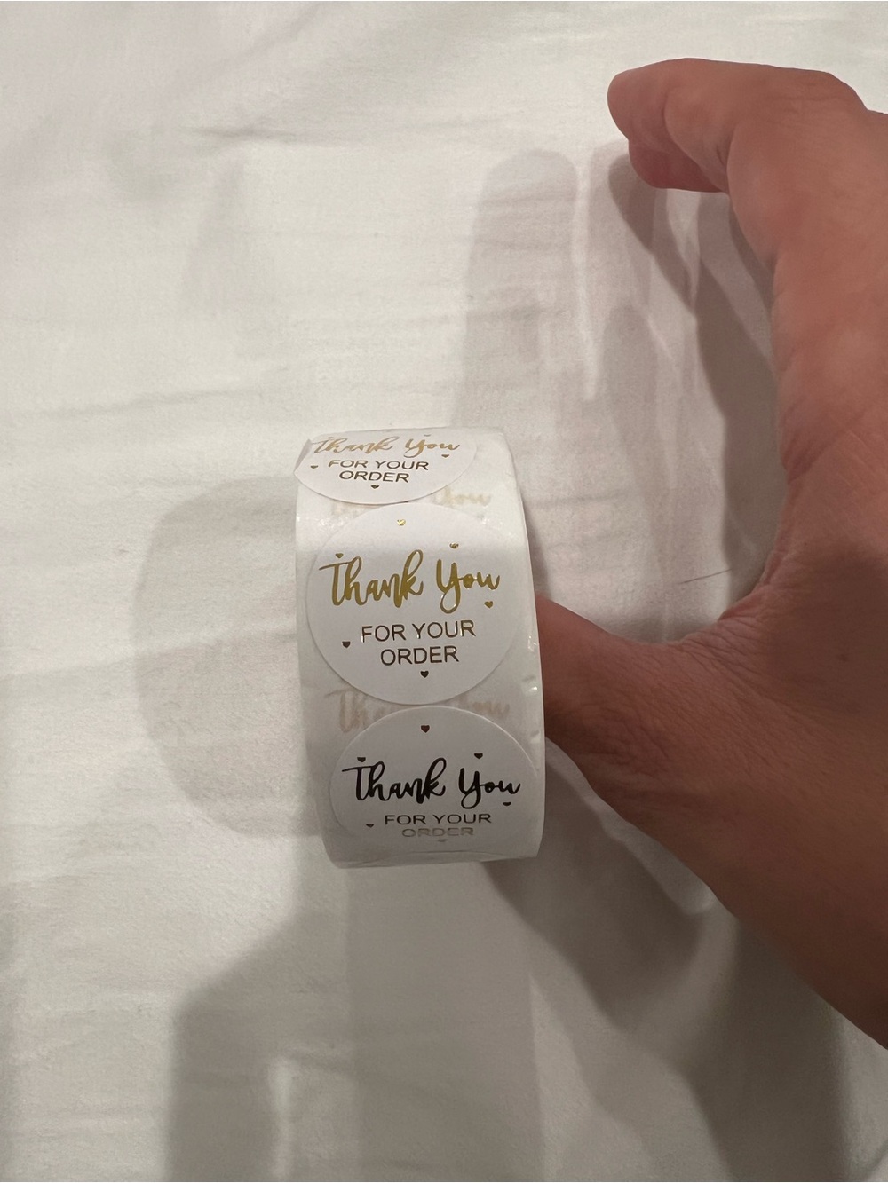 Thank You For Your Order Round Sticker Labels - White with Gold and Black Text